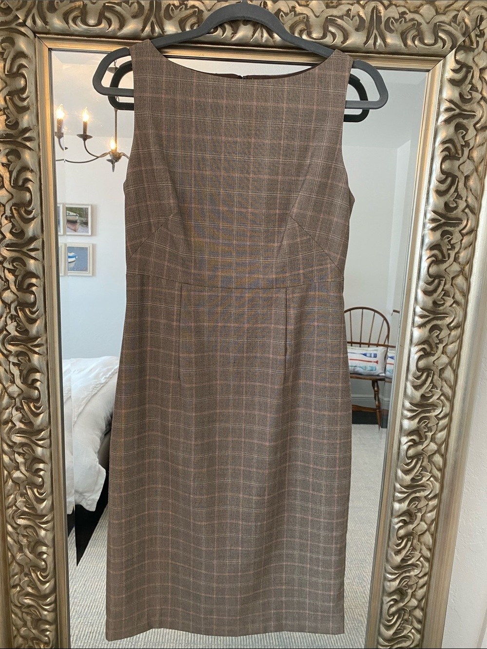Banana Republic Classic Brown and Pink Plaid Sheath Dress